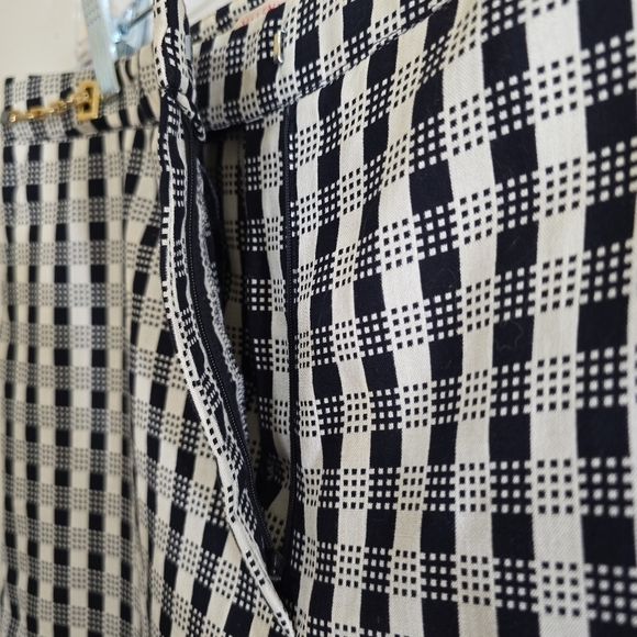 Valentino Plaid Checked Pants 48 Black White Pockets Chain Buckles Waist 12 14 - Picture 11 of 12